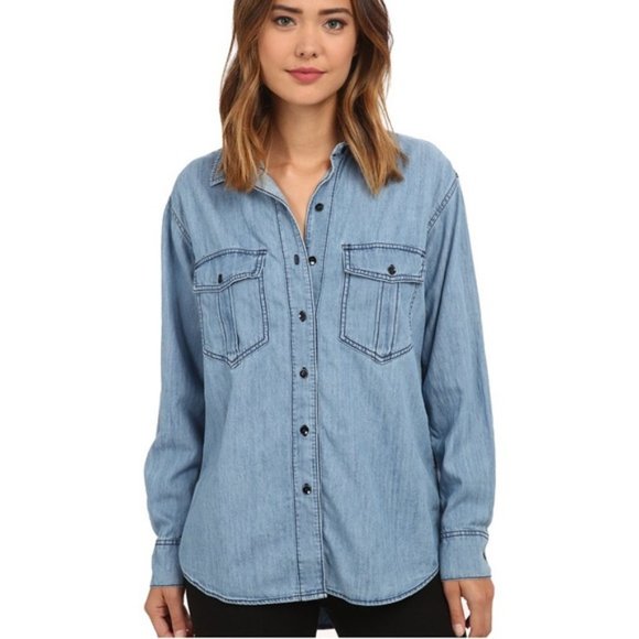 Free People Oversized Denim Shirt - Picture 1 of 5